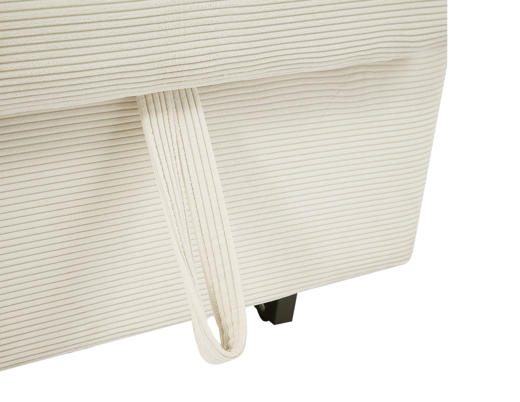 Modern Beige Corduroy 2-Seat Convertible Sofa Bed