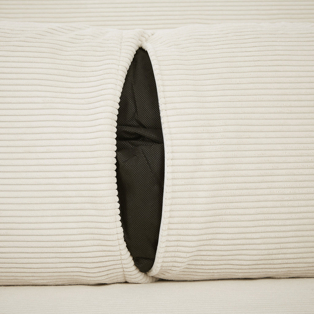 Modern Beige Corduroy 2-Seat Convertible Sofa Bed