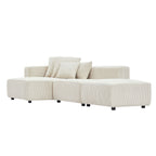 Soft Corduroy Sectional Modular Sofa Set, Small L-Shaped Chaise Couch for Living Room, Apartment, Office, Beige - Groovy Boardz