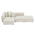 Soft Corduroy Sectional Modular Sofa Set, Small L-Shaped Chaise Couch for Living Room, Apartment, Office, Beige - Groovy Boardz