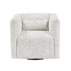 Modern Living Room Swivel Chair Beige Jacquard Fabric Upholstery Pillow Comfort Plywood Furniture 1pc