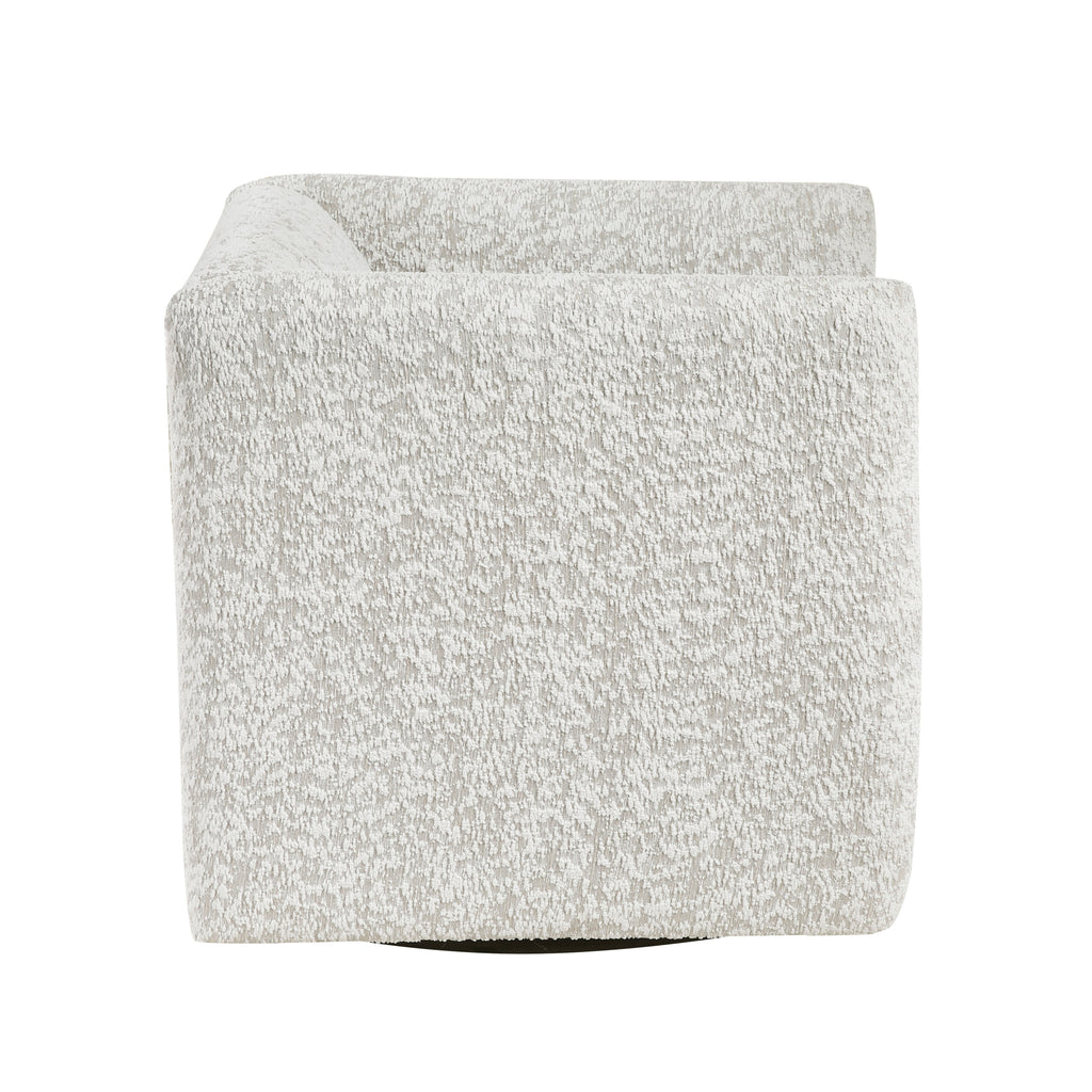 Modern Living Room Swivel Chair Beige Jacquard Fabric Upholstery Pillow Comfort Plywood Furniture 1pc