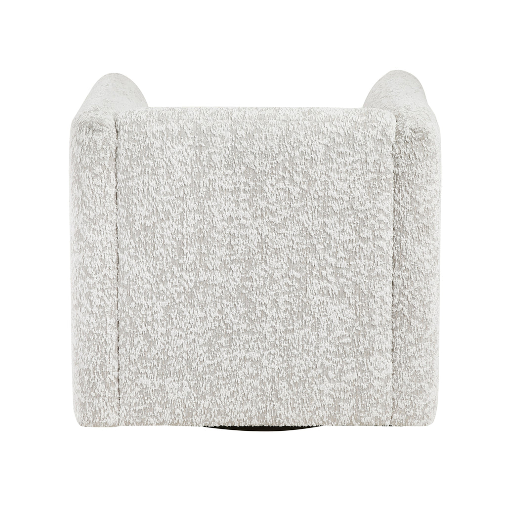 Modern Living Room Swivel Chair Beige Jacquard Fabric Upholstery Pillow Comfort Plywood Furniture 1pc