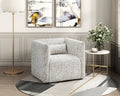 Modern Living Room Swivel Chair Beige Jacquard Fabric Upholstery Pillow Comfort Plywood Furniture 1pc