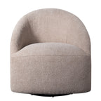 Modern Upholstered 360 Degree Swivel Chair Beige Faux Boucle Fabric Solid Wood Frame Accent Chair