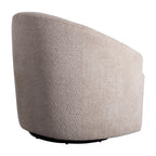 Modern Upholstered 360 Degree Swivel Chair Beige Faux Boucle Fabric Solid Wood Frame Accent Chair