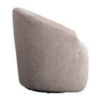 Modern Upholstered 360 Degree Swivel Chair Beige Faux Boucle Fabric Solid Wood Frame Accent Chair