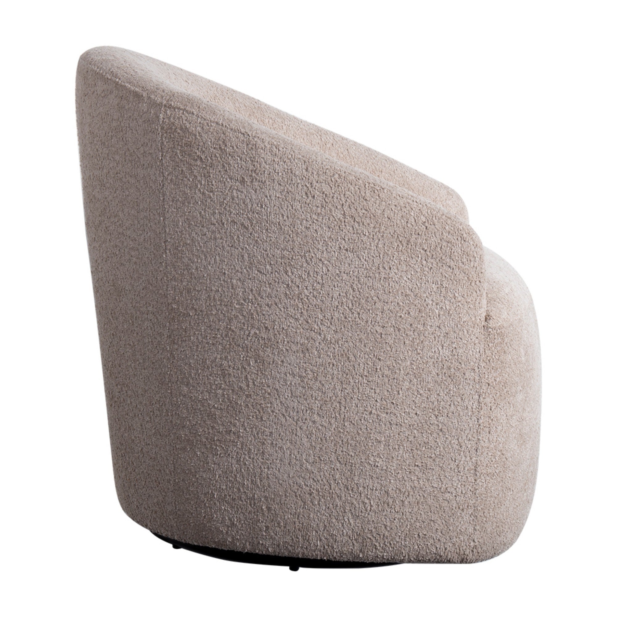 Modern Upholstered 360 Degree Swivel Chair Beige Faux Boucle Fabric Solid Wood Frame Accent Chair
