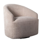 Modern Upholstered 360 Degree Swivel Chair Beige Faux Boucle Fabric Solid Wood Frame Accent Chair