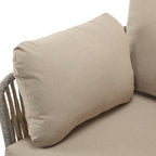 36' Beige Iron Lounge Chair with Rope Weave Design and Plush Cushions, Perfect for Indoor and Outdoor Relaxation