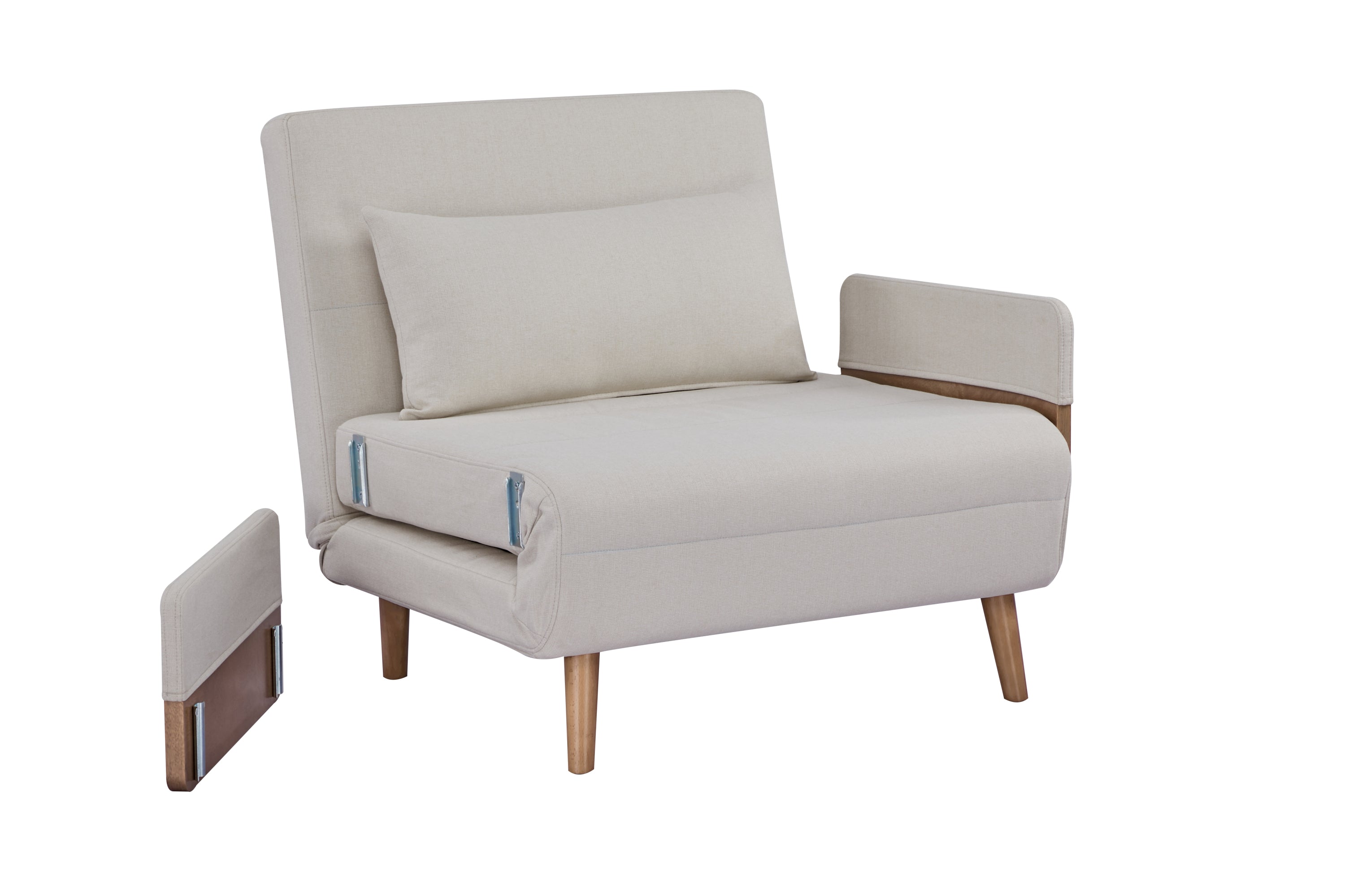 TRIO Modern Foldable Sofa Bed - Single-Seater with Breathable Linen Fabric, Converts in 10 Sec, 6-Level Adjustable Backrest, Silent Hinges, Space-Saving Multi-Functional Sleeper Sofa.