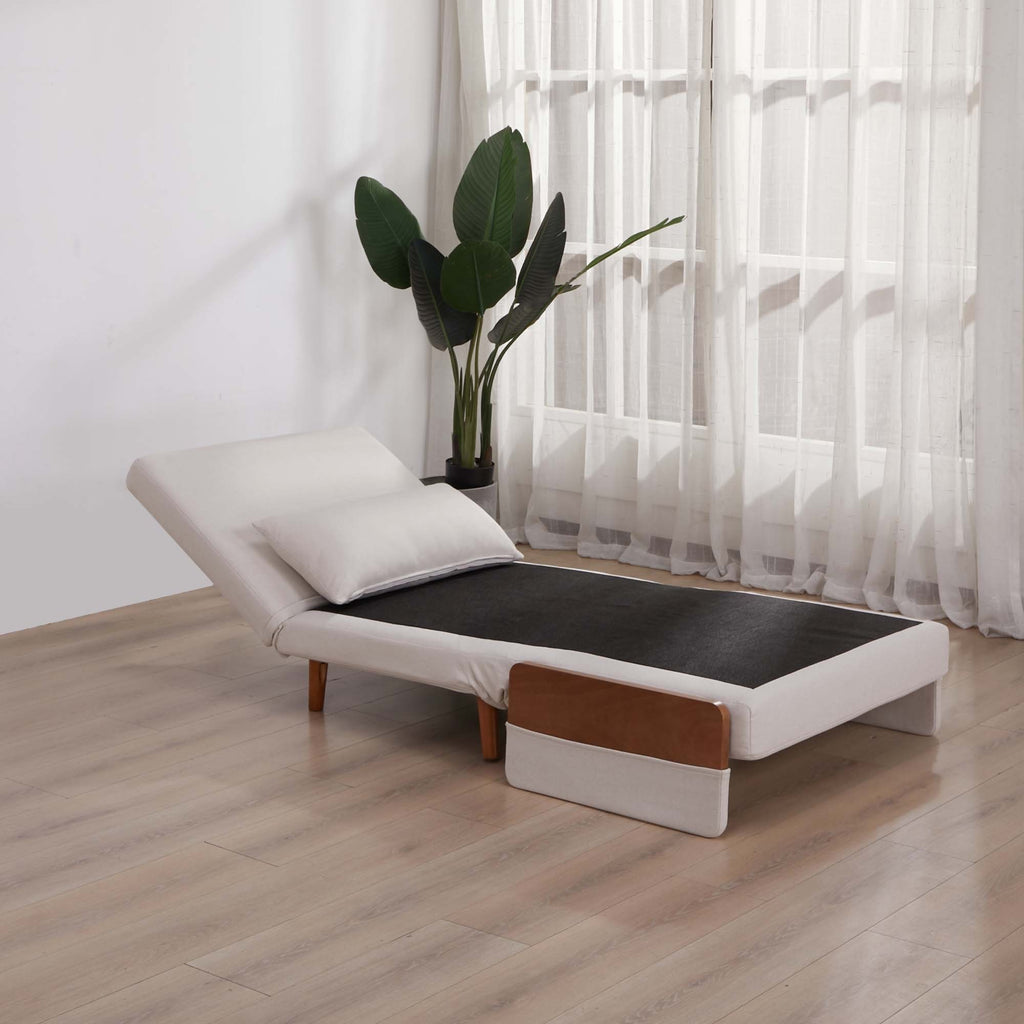 TRIO Modern Foldable Sofa Bed - Single-Seater with Breathable Linen Fabric, Converts in 10 Sec, 6-Level Adjustable Backrest, Silent Hinges, Space-Saving Multi-Functional Sleeper Sofa.