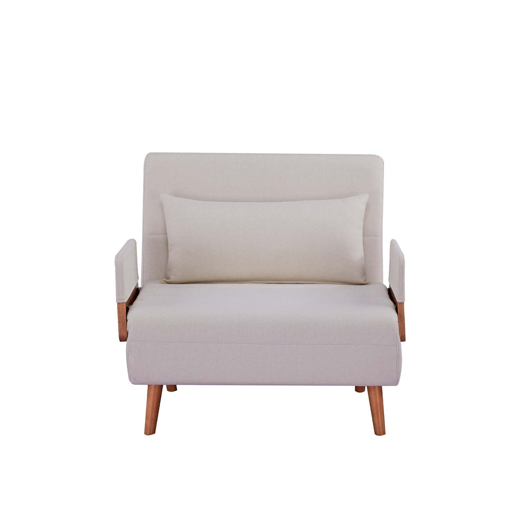 TRIO Modern Foldable Sofa Bed - Single-Seater with Breathable Linen Fabric, Converts in 10 Sec, 6-Level Adjustable Backrest, Silent Hinges, Space-Saving Multi-Functional Sleeper Sofa.