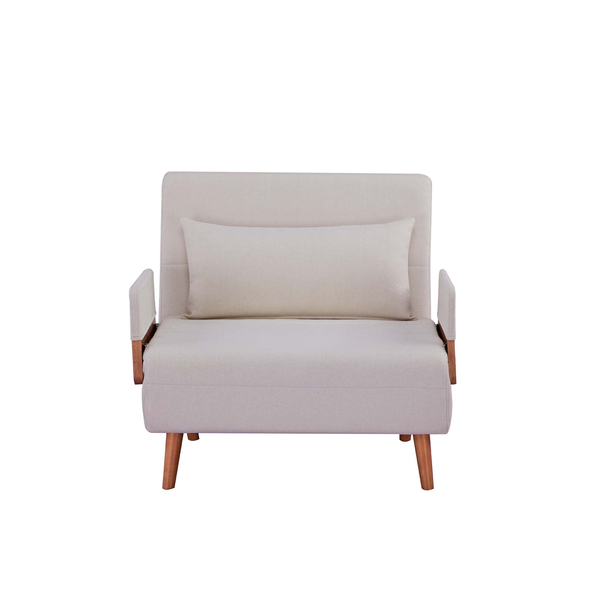 TRIO Modern Foldable Sofa Bed - Single-Seater with Breathable Linen Fabric, Converts in 10 Sec, 6-Level Adjustable Backrest, Silent Hinges, Space-Saving Multi-Functional Sleeper Sofa.