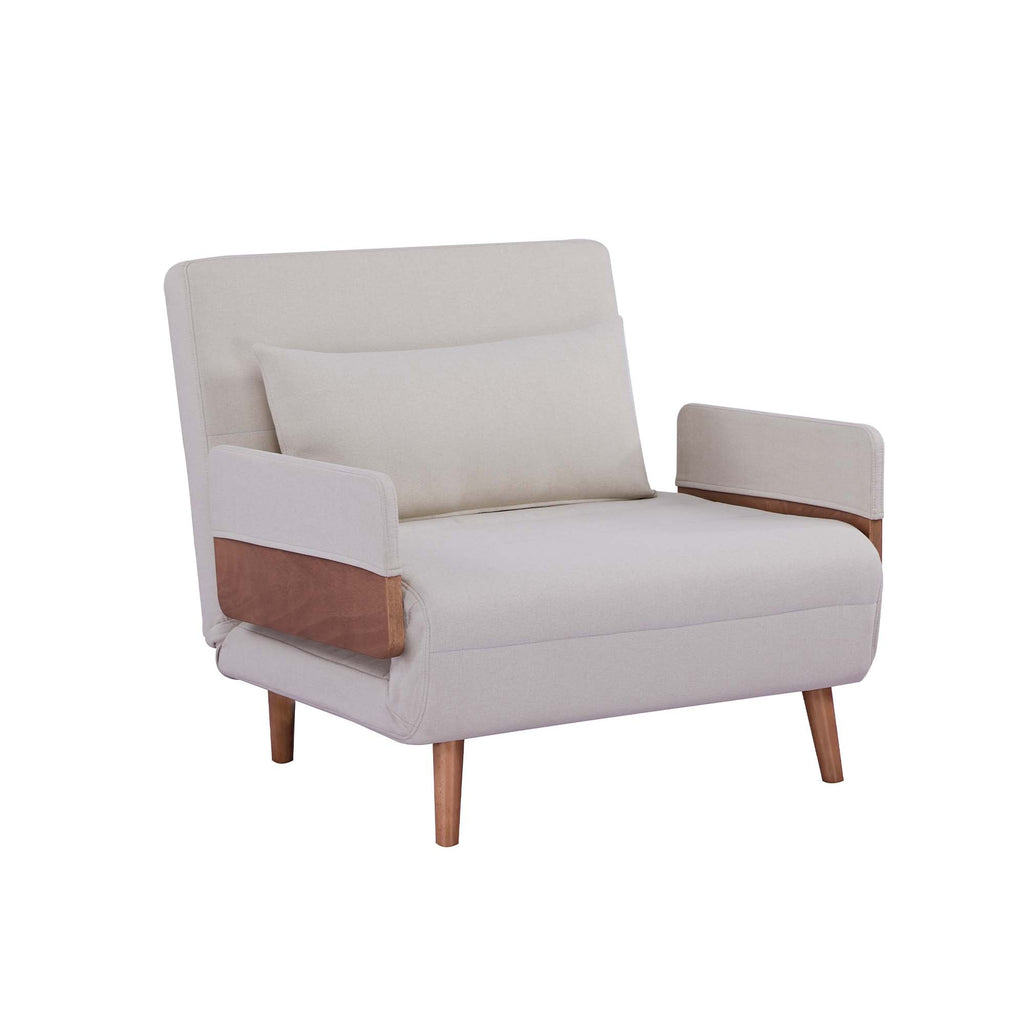 TRIO Modern Foldable Sofa Bed - Single-Seater with Breathable Linen Fabric, Converts in 10 Sec, 6-Level Adjustable Backrest, Silent Hinges, Space-Saving Multi-Functional Sleeper Sofa.