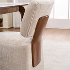 Linen Upholstered Armless Dining Chair with Casters,BEIGE