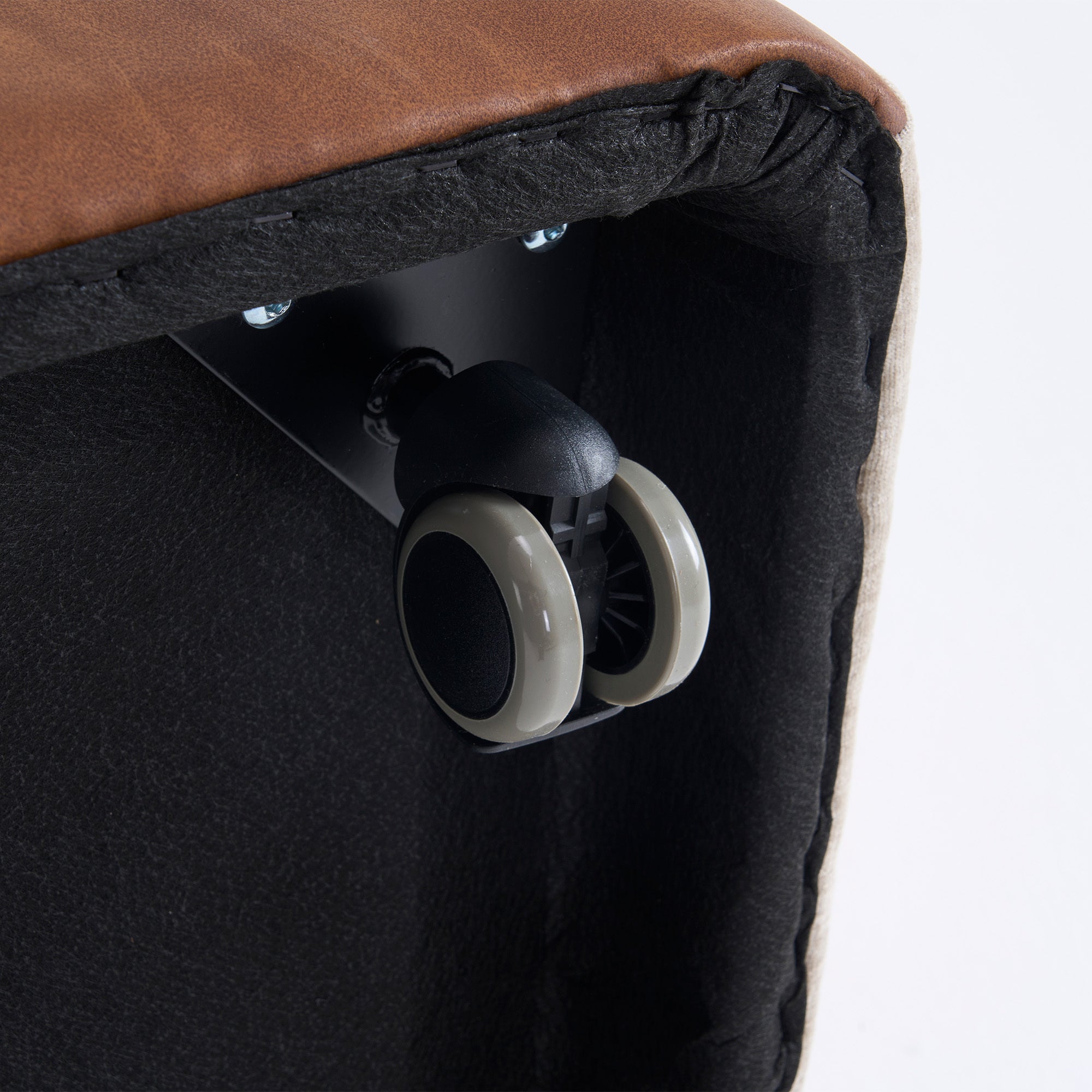 Linen Upholstered Armless Dining Chair with Casters,BEIGE