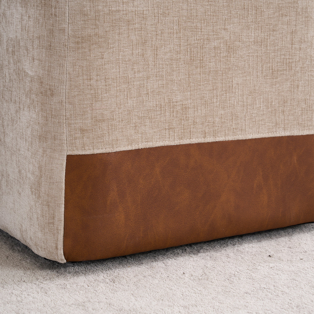 Linen Upholstered Armless Dining Chair with Casters,BEIGE