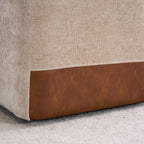 Linen Upholstered Armless Dining Chair with Casters,BEIGE