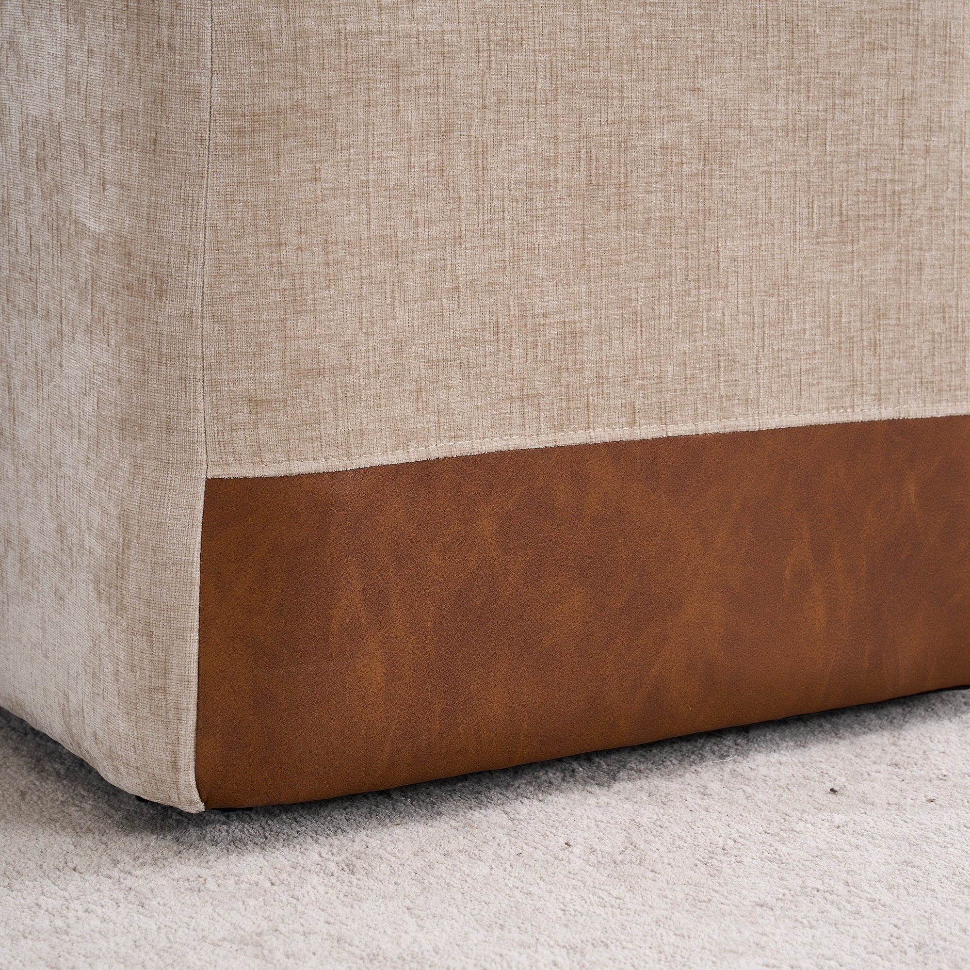 Linen Upholstered Armless Dining Chair with Casters,BEIGE