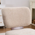 Linen Upholstered Armless Dining Chair with Casters,BEIGE