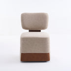 Linen Upholstered Armless Dining Chair with Casters,BEIGE