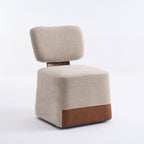 Linen Upholstered Armless Dining Chair with Casters,BEIGE