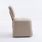 Linen Upholstered Armless Dining Chair with Casters,BEIGE