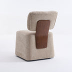 Linen Upholstered Armless Dining Chair with Casters,BEIGE