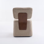 Linen Upholstered Armless Dining Chair with Casters,BEIGE