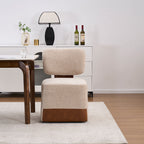 Linen Upholstered Armless Dining Chair with Casters,BEIGE