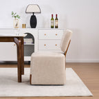 Linen Upholstered Armless Dining Chair with Casters,BEIGE