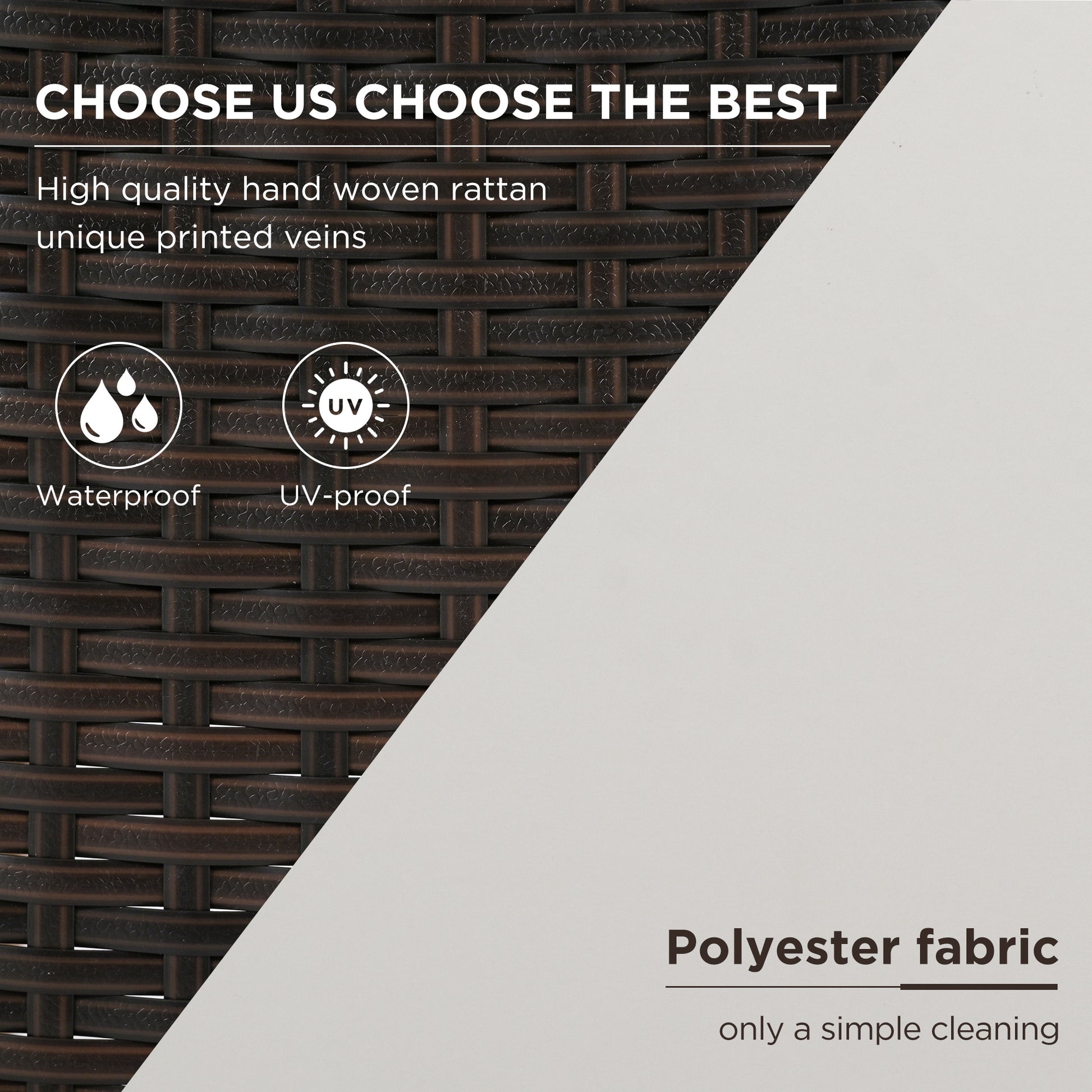 GO 4-Piece Garden Furniture, Patio Seating Set, PE Rattan Outdoor Sofa Set, Wood Table and Legs, Brown and Beige