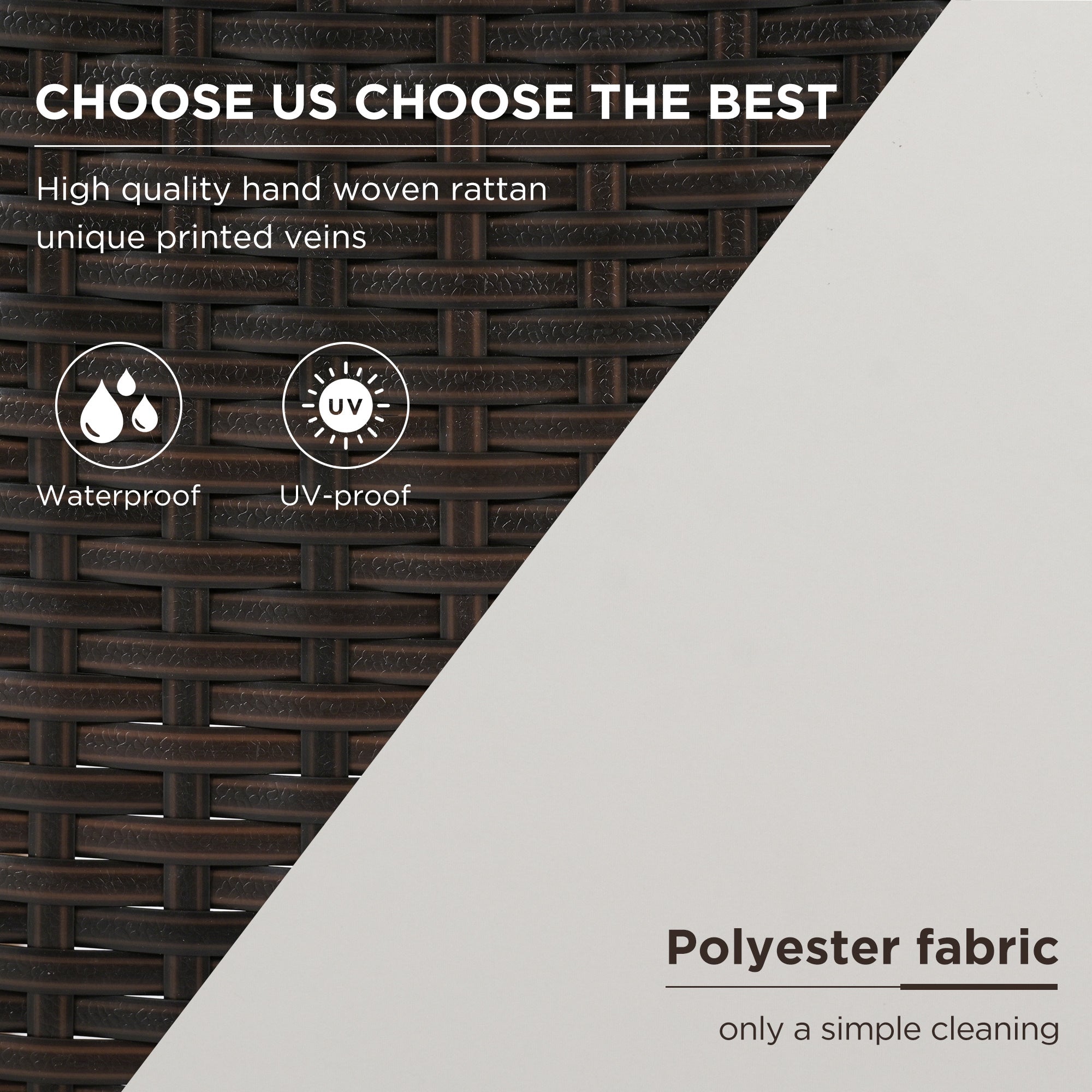 GO 4-Piece Garden Furniture, Patio Seating Set, PE Rattan Outdoor Sofa Set, Wood Table and Legs, Brown and Beige