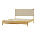 Modern Queen Bed Frame Set with 2 Nightstands, Beige Wood Platform Bed with Headboard and Matching Bedside Tables for Bedroom Bedroom Set