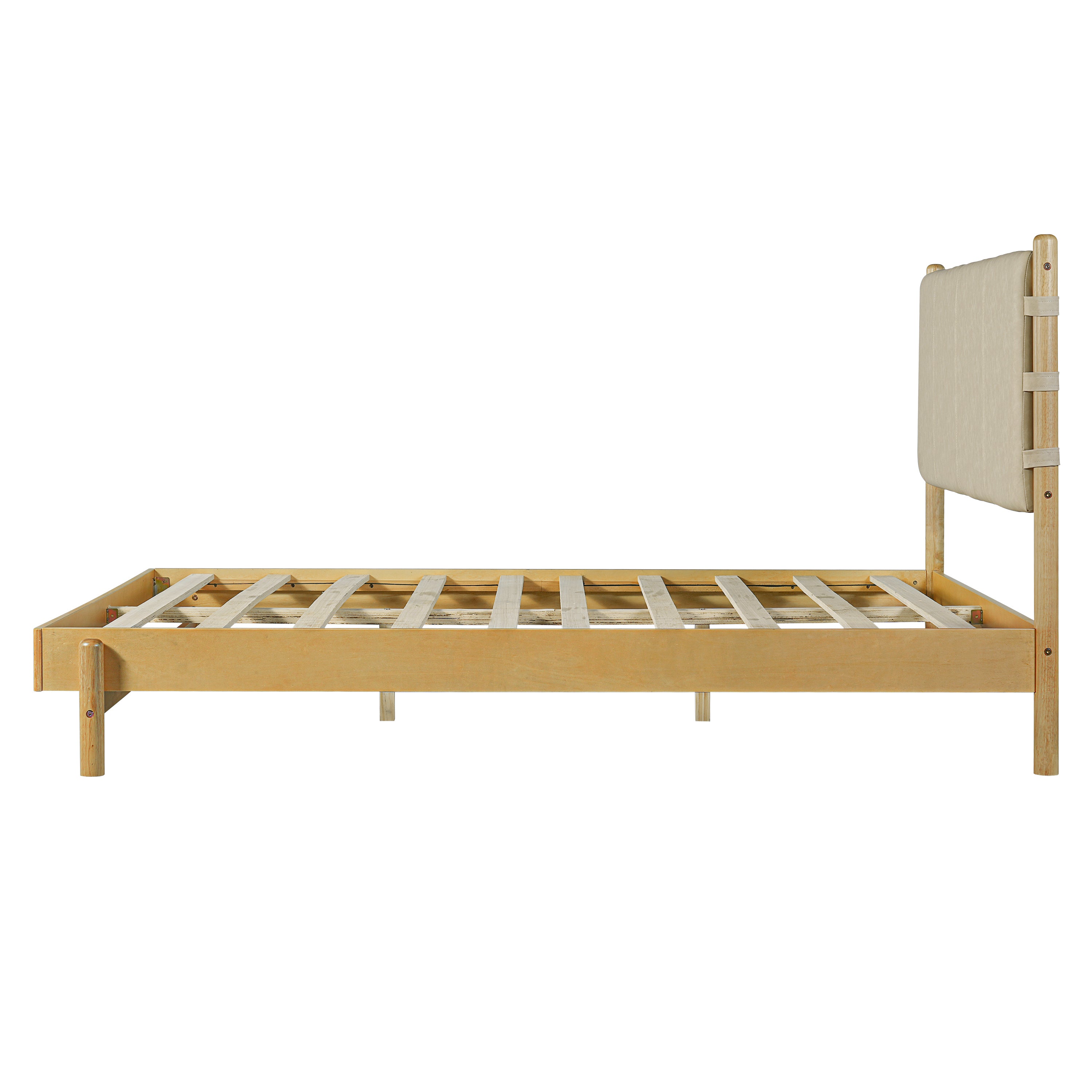 Modern Queen Bed Frame Set with 2 Nightstands, Beige Wood Platform Bed with Headboard and Matching Bedside Tables for Bedroom Bedroom Set