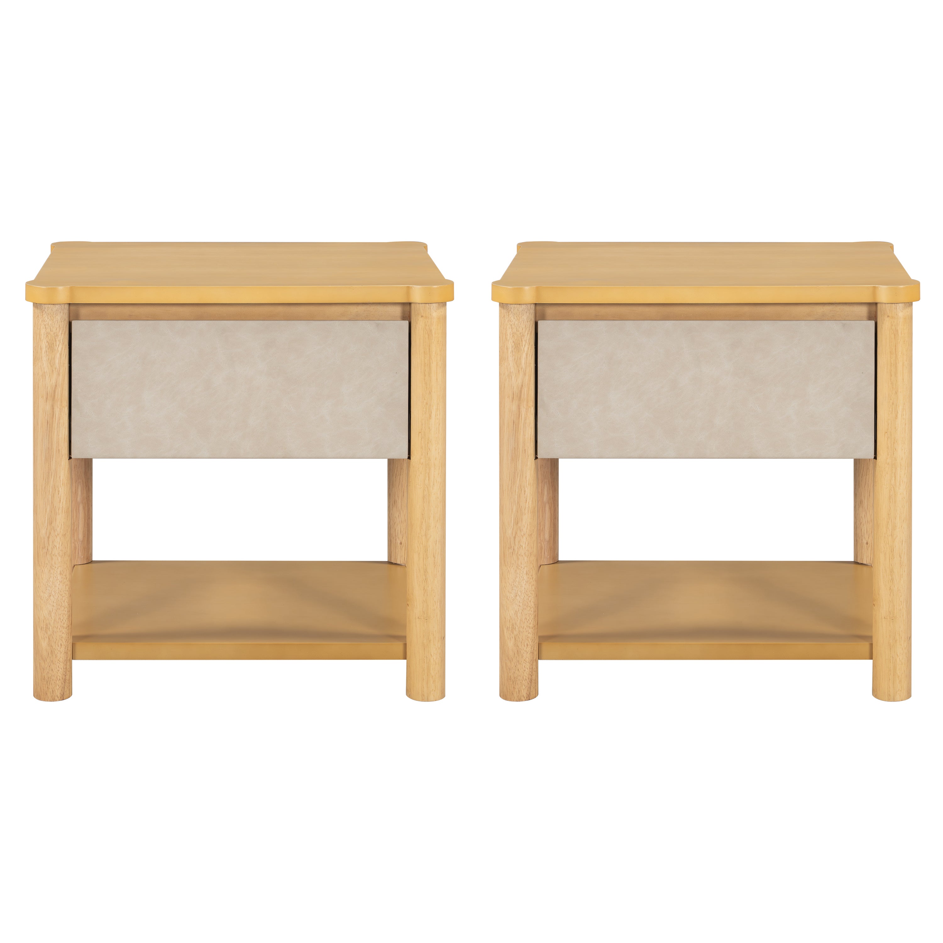 Modern Queen Bed Frame Set with 2 Nightstands, Beige Wood Platform Bed with Headboard and Matching Bedside Tables for Bedroom Bedroom Set