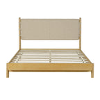 Modern Queen Bed Frame Set with 2 Nightstands, Beige Wood Platform Bed with Headboard and Matching Bedside Tables for Bedroom Bedroom Set