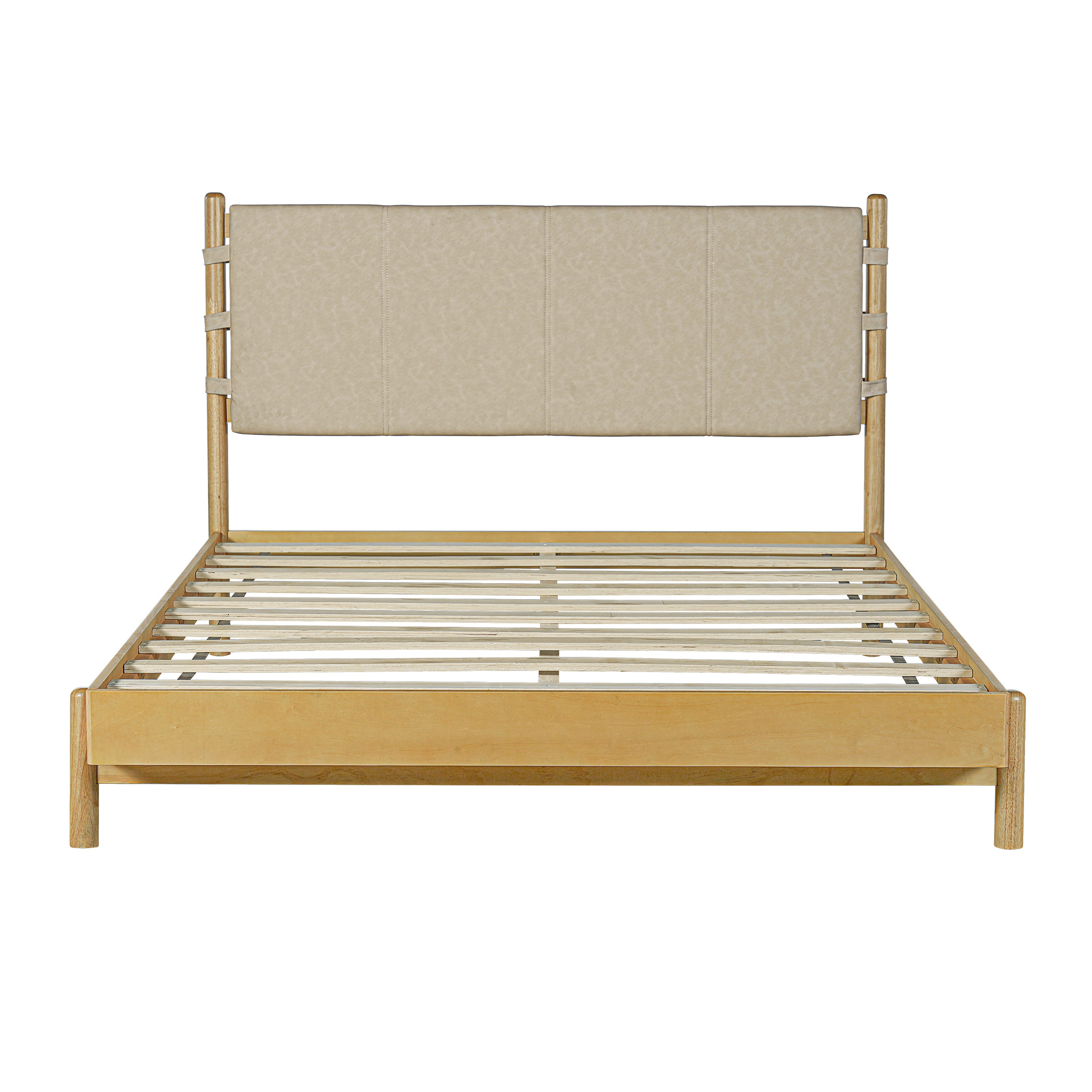 Modern Queen Bed Frame Set with 2 Nightstands, Beige Wood Platform Bed with Headboard and Matching Bedside Tables for Bedroom Bedroom Set