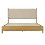 Modern Queen Bed Frame Set with 2 Nightstands, Beige Wood Platform Bed with Headboard and Matching Bedside Tables for Bedroom Bedroom Set