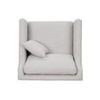 Modern Luxurious Chair with High Track Arms in Beige Polyester Fabric and Oak Finish Accent Chair