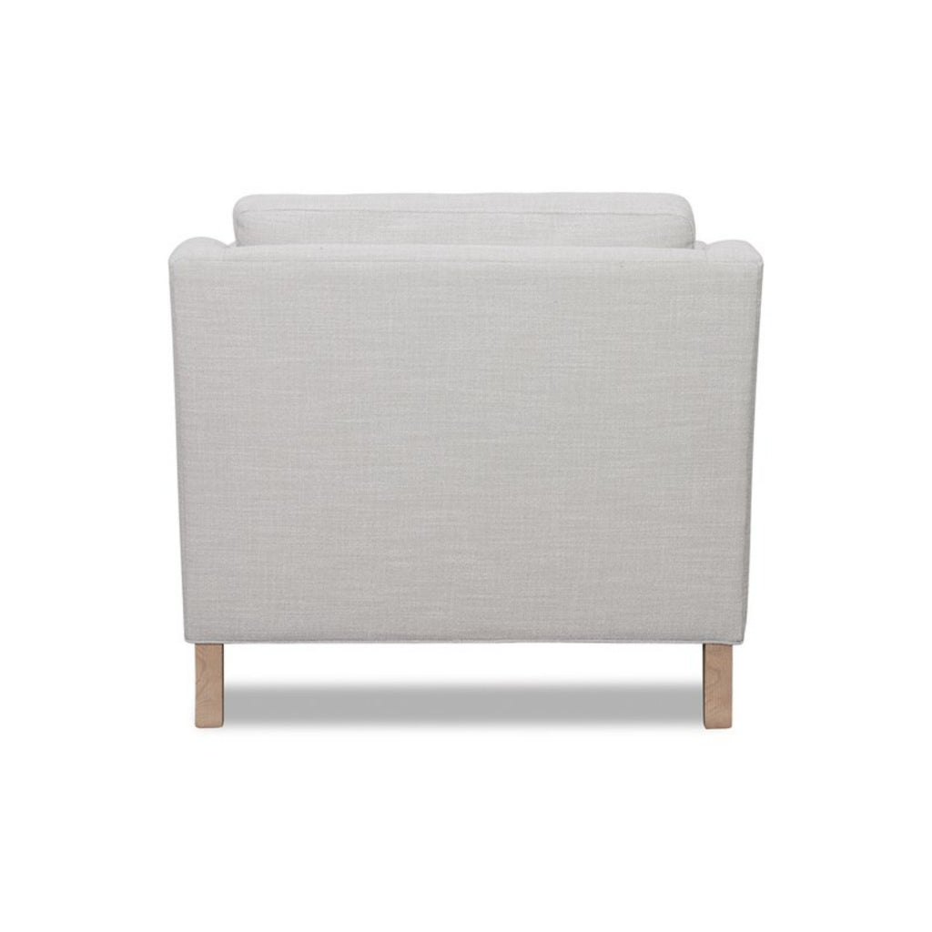 Modern Luxurious Chair with High Track Arms in Beige Polyester Fabric and Oak Finish Accent Chair