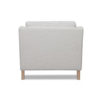 Modern Luxurious Chair with High Track Arms in Beige Polyester Fabric and Oak Finish Accent Chair