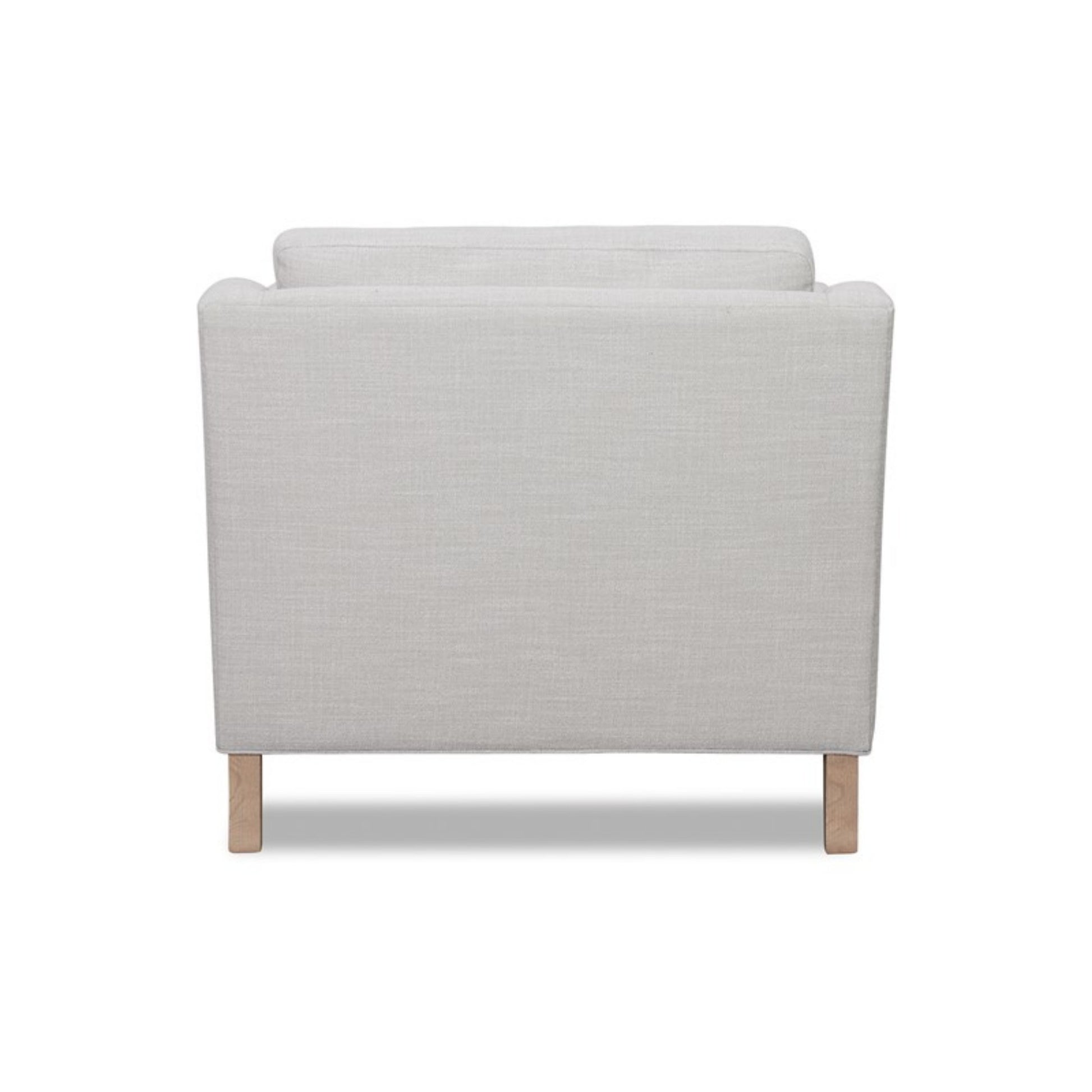 Modern Luxurious Chair with High Track Arms in Beige Polyester Fabric and Oak Finish Accent Chair