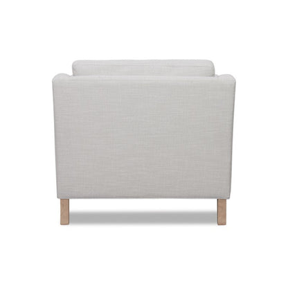 Modern Luxurious Chair with High Track Arms in Beige Polyester Fabric and Oak Finish Accent Chair