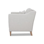 Modern Luxurious Chair with High Track Arms in Beige Polyester Fabric and Oak Finish Accent Chair
