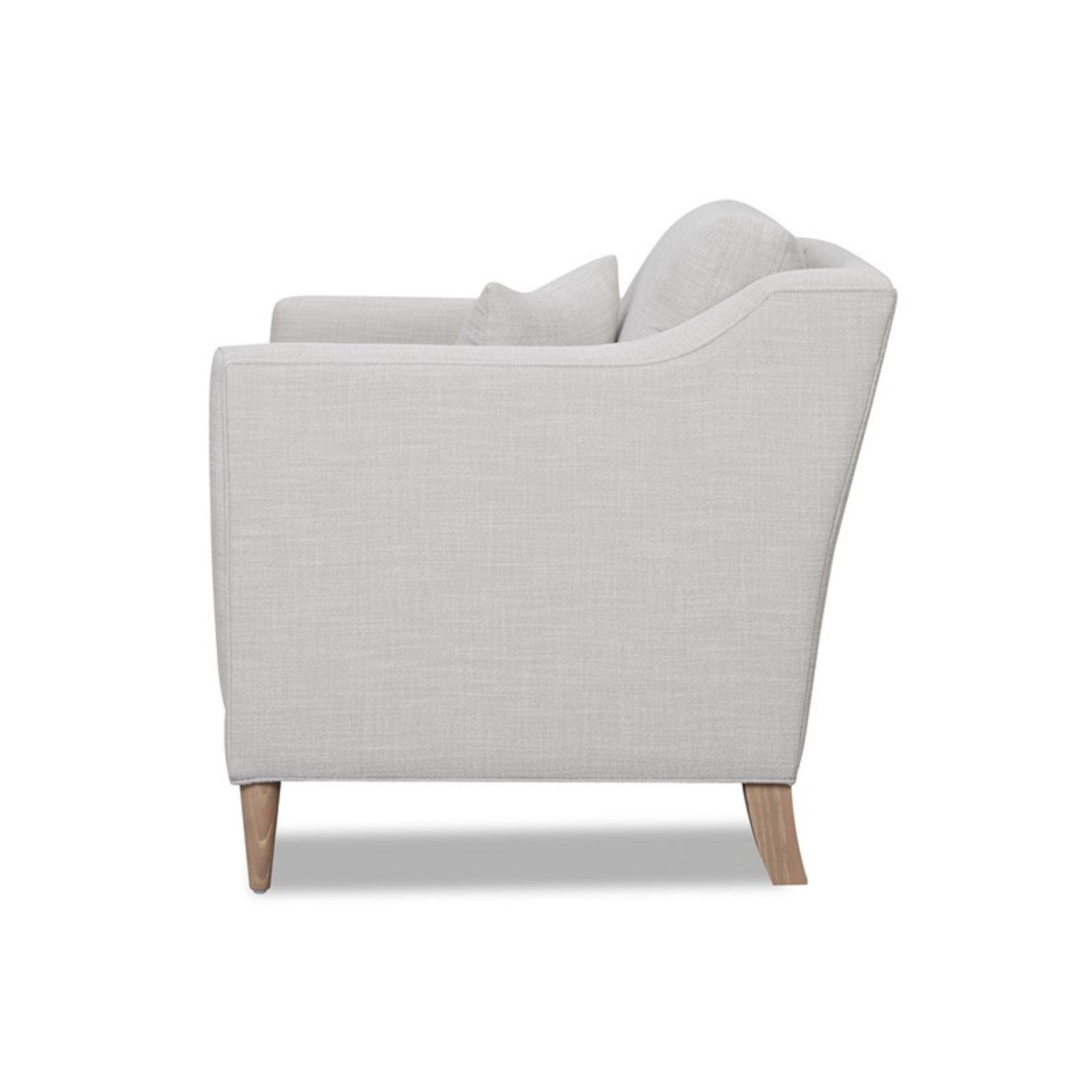 Modern Luxurious Chair with High Track Arms in Beige Polyester Fabric and Oak Finish Accent Chair