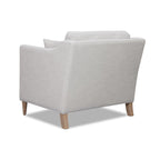 Modern Luxurious Chair with High Track Arms in Beige Polyester Fabric and Oak Finish Accent Chair