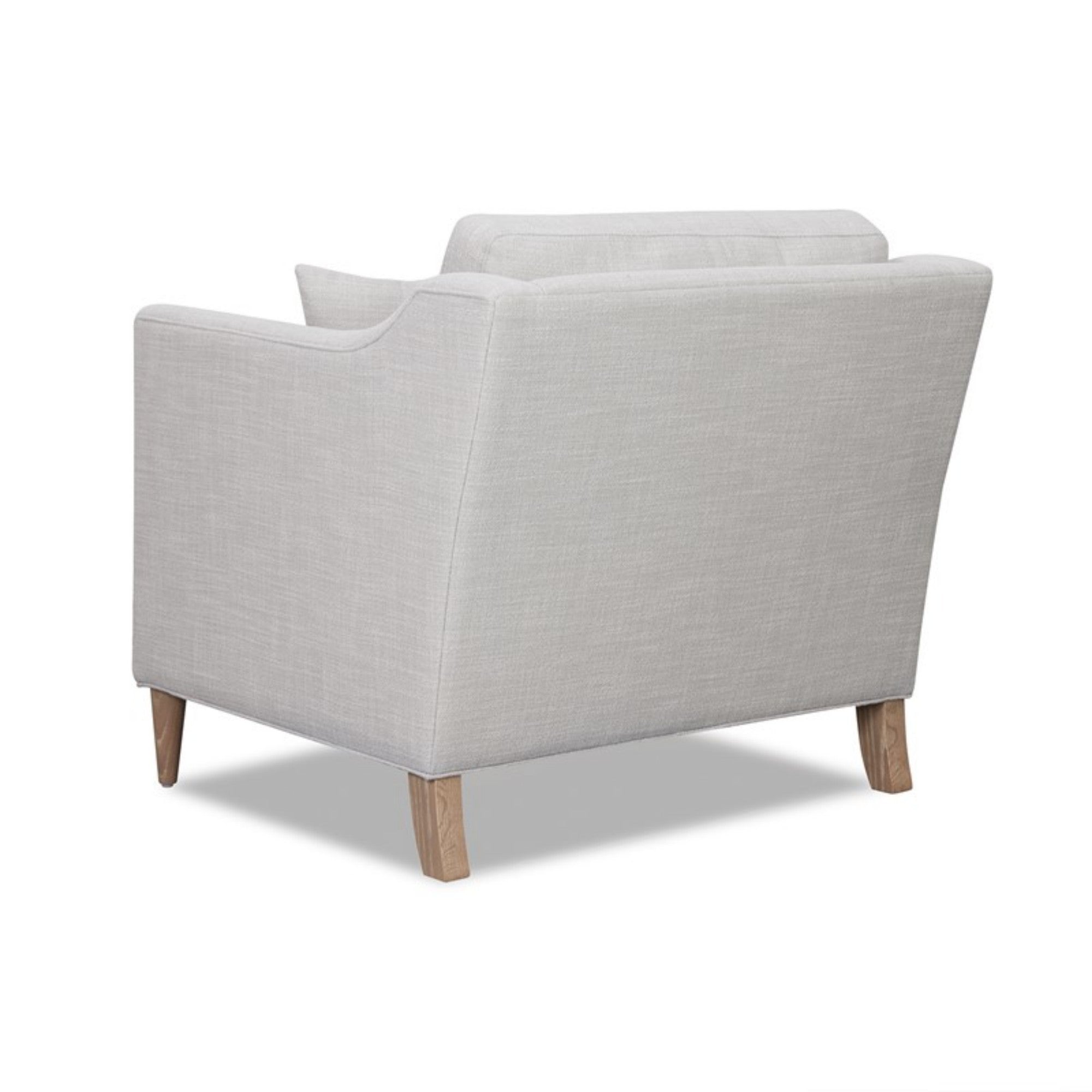 Modern Luxurious Chair with High Track Arms in Beige Polyester Fabric and Oak Finish Accent Chair