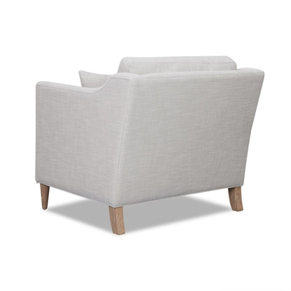 Modern Luxurious Chair with High Track Arms in Beige Polyester Fabric and Oak Finish Accent Chair